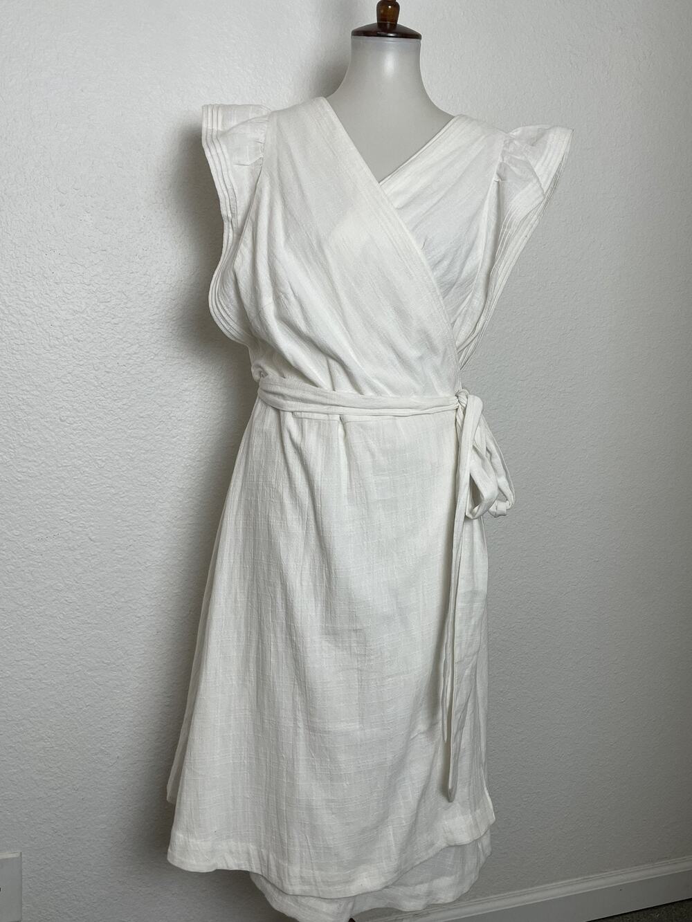 Madewell Wrap Dress Ruffle Flutter Sleeve Sundress Summer Vacation